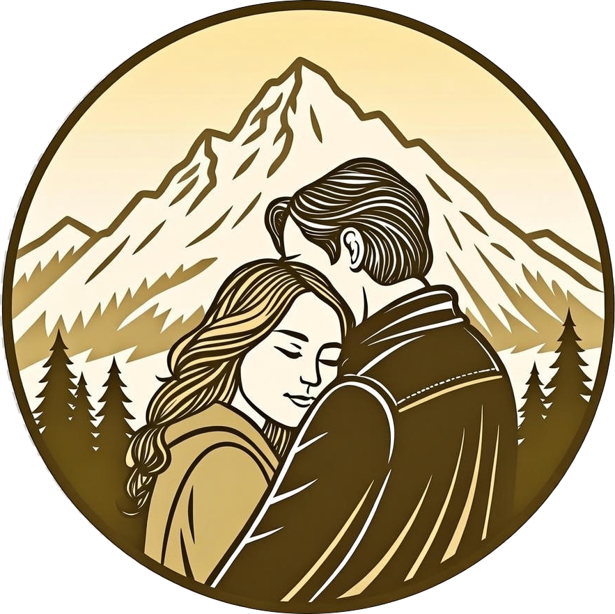 Logo of a Couple in front of a Mountain
